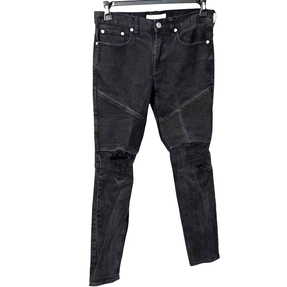 PacSun Stacked Skinny Black Moto Distressed Jeans Men's 30x30